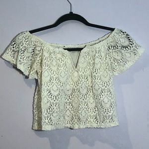3 for 20‼️ White lace cropped off the shoulder top